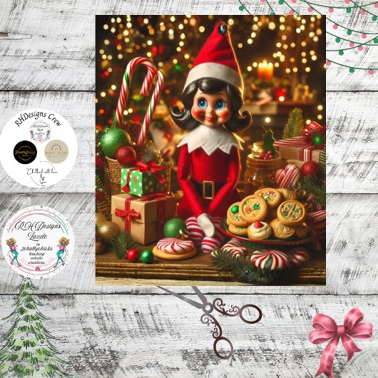Decoupage Candy Cane Elf Sweet Lady  Tissuepapier