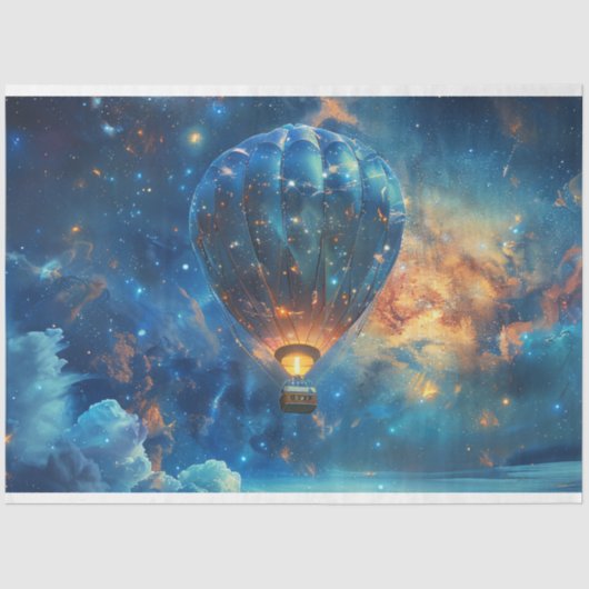 Decoupage Celestial Night Sky Hete Luchtballon Tissuepapier (Voorkant)