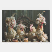 Decoupage Chickens having Een Tea Party Inpakpapier Vel (Voorkant 3)