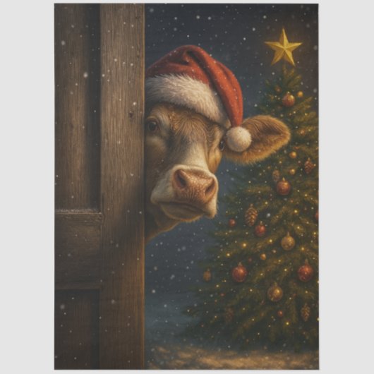 Decoupage Christmas Cow Wall Art  Tissuepapier (Voorkant)