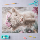 Decoupage Christmas Highland Koe Roze Decor Tissuepapier (Craft)