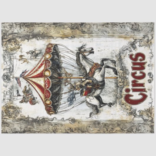 Decoupage  Circus Carrousel Poster Thema Tissuepapier (Voorkant)