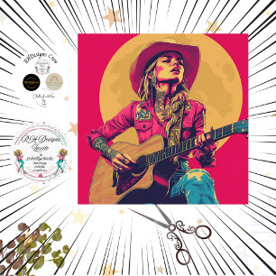 Decoupage Classic Poster Nashville Girl Gitarist Tissuepapier