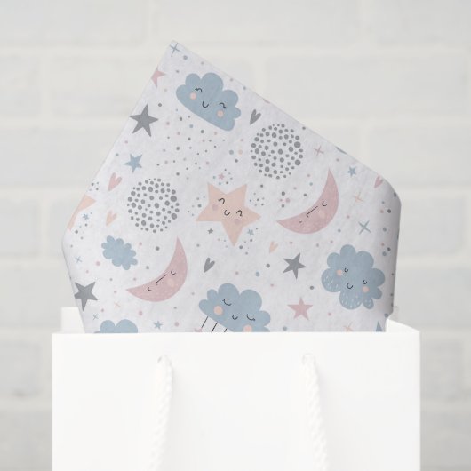 Decoupage Clouds Moon Starry Sky Baby shower Tissuepapier (Cadeauzakje)