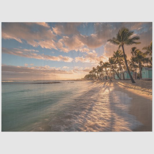 Decoupage Coastal Island Charm Beach Huts Zonsonde Tissuepapier (Voorkant)