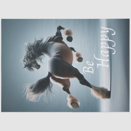 Decoupage Comical Whimsical Horse Be Happy Tissuepapier (Voorkant)