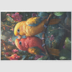 Decoupage Conure Tortelduifjes in tropisch bos Tissuepapier