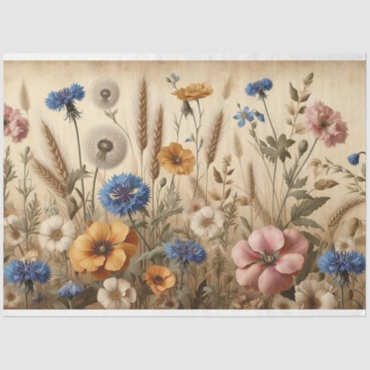 Decoupage Cornflower Paardenbloem Tissue Paper Tissuepapier (Voorkant)