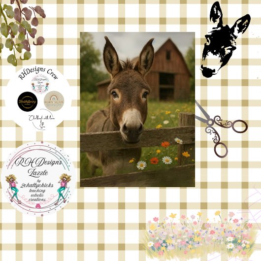 Decoupage Countryside Donkey Red Barn Tissuepapier