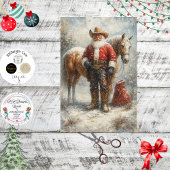 Decoupage Cowboy Santa Horse Winter Scene Tissuepapier
