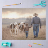 Decoupage Cowboy & Son Hand in Hand met vee Tissuepapier (Craft)