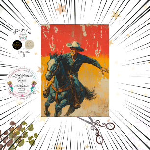Decoupage Cowboy Westerse Oude Poster Tissuepapier