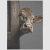 Decoupage  Curious Cow Peeking Rustic Wall Tissuepapier (Voorkant)