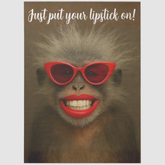 Decoupage Customizable Monkey Wild Hair & Lipstick Tissuepapier (Voorkant)