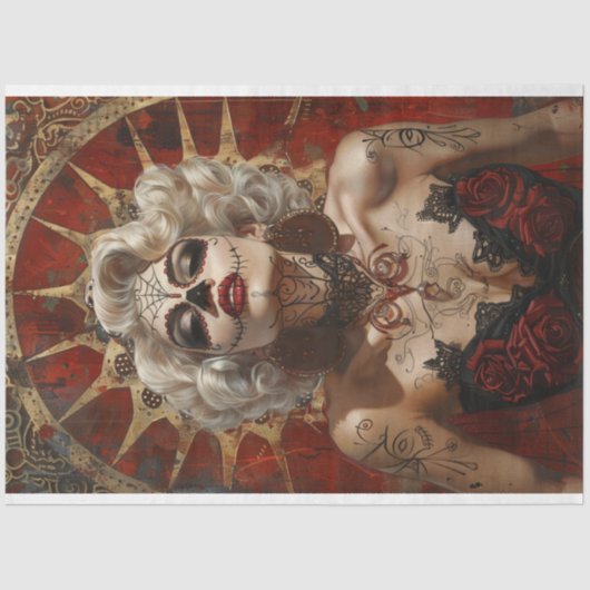 Decoupage Dag van Dode Model Rosalinda Tissuepapier (Voorkant)