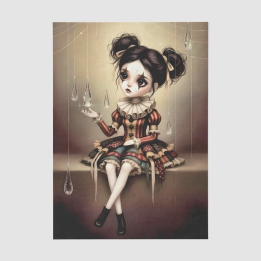 Decoupage Dark Circus Doll Tissuepapier (Voorkant)