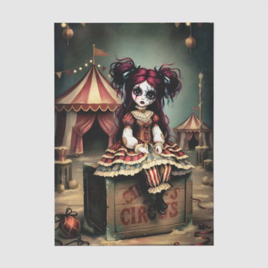 Decoupage Dark Circus Doll Tissuepapier (Voorkant)