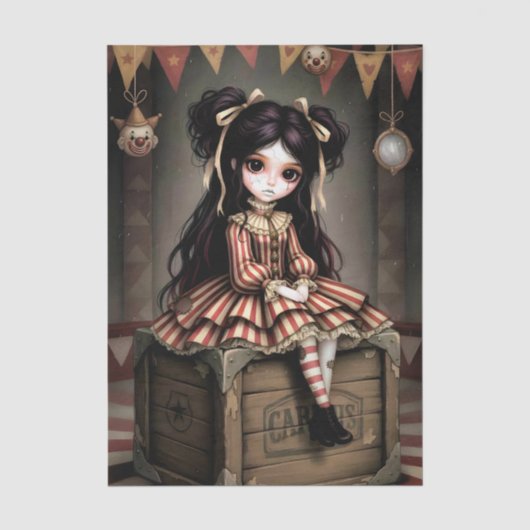 Decoupage Dark Circus Doll Tissuepapier (Voorkant)