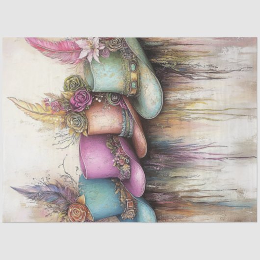 Decoupage Decorated Petten Veerelementen Tissuepapier (Voorkant)