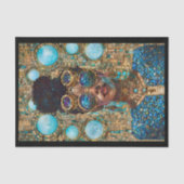 Decoupage Donker Huid Blauw Vrouw Faux Mozaïek 063 Tissuepapier (Voorkant)