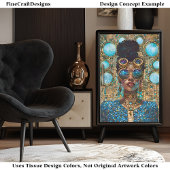 Decoupage Donker Huid Blauw Vrouw Faux Mozaïek 063 Tissuepapier