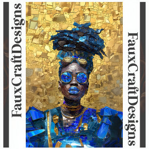 Decoupage Donkere Huid Blauwe Lippen Vrouw Nep Moz Tissuepapier