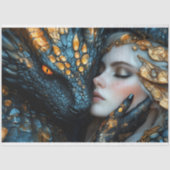 Decoupage Dragon Enchanted Woman Art Tissuepapier (Voorkant)