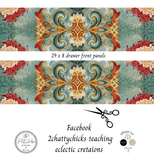 Decoupage Drawer Front 29x8 Mixed Media Inpakpapier Vel