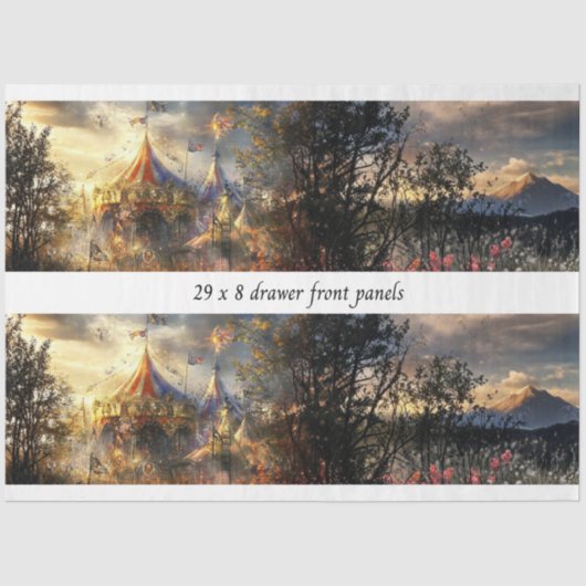 Decoupage Drawer Front Big Top Carnival Panel  Tissuepapier (Voorkant)