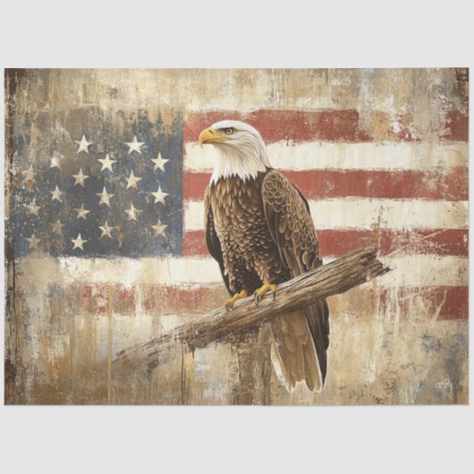 Decoupage Eagle Flag Soaring In Spirit 4th July Tissuepapier (Voorkant)