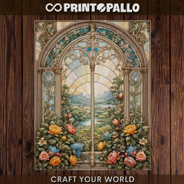 Decoupage - Een gebrandschilderd raam met bloemen