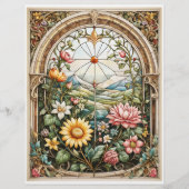 Decoupage - Een glas in lood raam met bloemen (Voorkant)