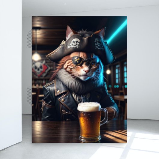 Decoupage - Een piraat kat in lederen kleding - Tissuepapier