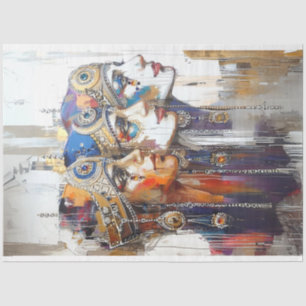 Decoupage Egyptische robot Vrouw portretten Tissuepapier