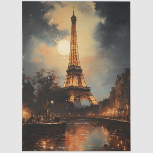 Decoupage Eiffeltoren Parijs Nightscape Tissuepapier (Voorkant)