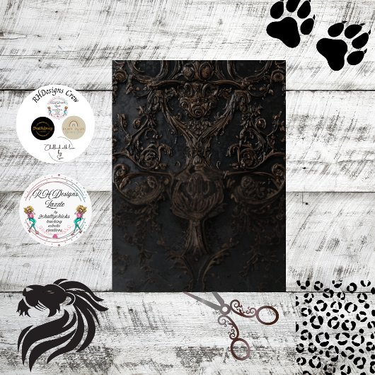 Decoupage Embossed Scroll Pattern Zwart Tissuepapier