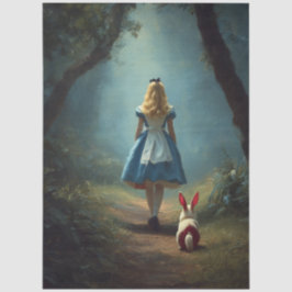 Decoupage Enchanted Forest Girl and White Rabbit  Tissuepapier