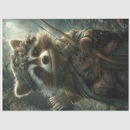 Decoupage Enchanted Racoon Forest Archer Tissuepapier (Voorkant)