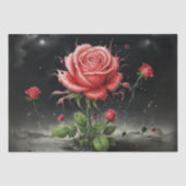 Decoupage - Enkele bord rode roos - Tissuepapier (Voorkant)