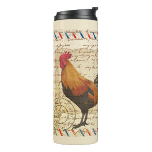 Decoupage Ephemera Boerderij Schuur Rooster Thermosbeker