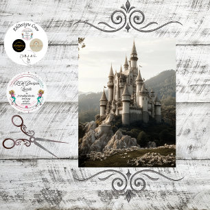 Decoupage Fantasy Kasteel Ierland Bergen Tissuepapier