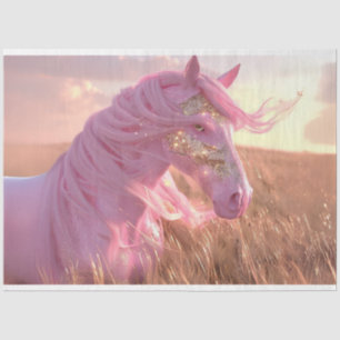 Decoupage Fantasy Pink Glitterdust Majesty Horse Tissuepapier