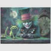 Decoupage Fantasy Tea Party Alice Wonderland Cat Tissuepapier (Voorkant)