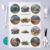 Decoupage Farm Life 4" Coaster Set Rustic  Tissuepapier (Craft)