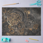 Decoupage Faux Finish Stenciled Gears Bronzen Meta Tissuepapier (Craft)