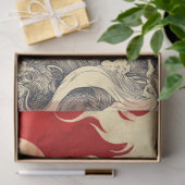 Decoupage Faux Japanse Zon & Rood Wit Wervelingen Tissuepapier (Geschenk)