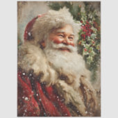 Decoupage Festive Santa Claus Holly Tree Tissuepapier (Voorkant)