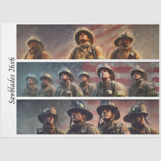 Decoupage Firefighter Tribute Handsaws Tissuepapier (Voorkant)