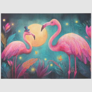 Decoupage Flamingo Heather Vuurvliegjes Liefdesver Tissuepapier