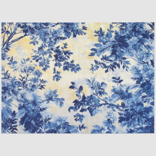 Decoupage Franse Country Wallpaper Blauw Wit Tissuepapier (Voorkant)